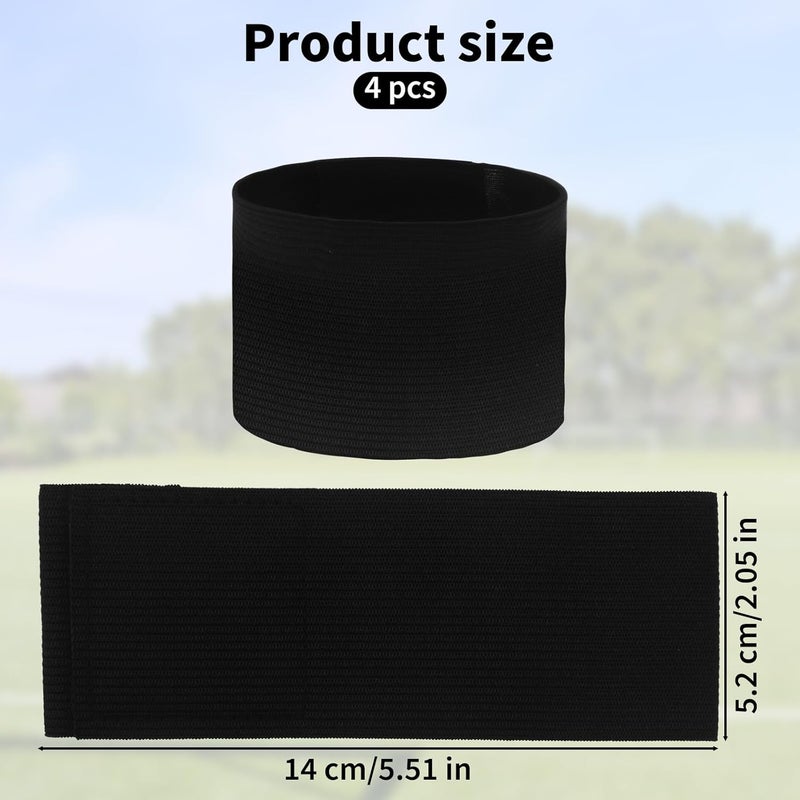 Pretwad 4 pcs Funeral Mourning Band, Black Soccer Football Captains Armband, 1.96 x 11.81 Inch Black Elastic Arm Band Adjustable Leader Armband, Team Sport Armbands Soccer Armbands for Basketball Volleyball - Image 2